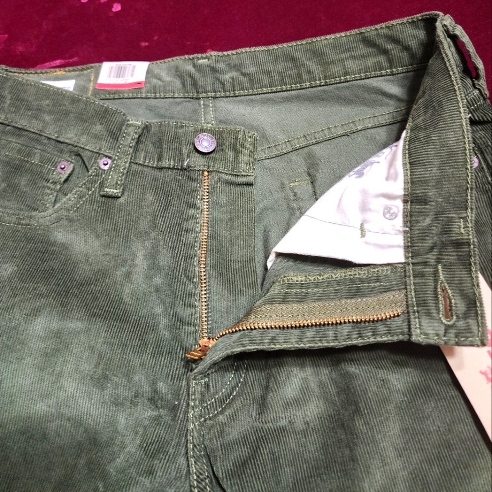 Levi's 514 Dark Green Straight Denim Corduroy pants - Picture 6 of 14